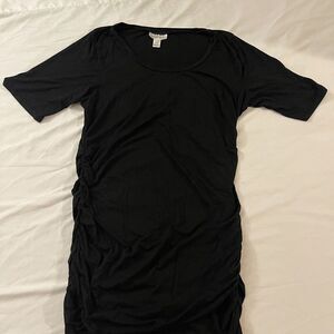 Motherhood‎ Maternity Black Dress Size XL Elbow-Length Sleeves, Ruched Sides